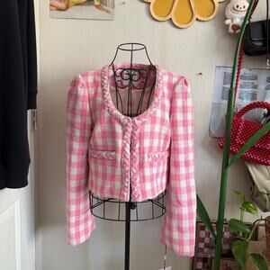 Avec Les Filles Braided Check Jacket Pink M